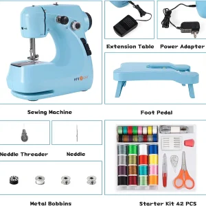 Compact Beginner Sewing Machine Kit with Dual Power Supply, Adjustable Speed and Accessory Set