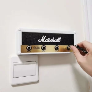 Wall Mounted Musical Key Storage Box with Hooks and 4 Matching Keychains Set