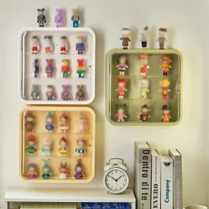 Wall Mount Acrylic Display Case with Storage for Doll Toys Figures and Collectibles