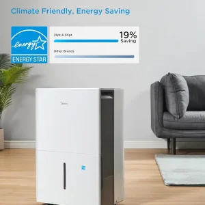 50 Pint Energy Star Rated Dehumidifier for Medium and Large Rooms with Pump Included – Ideal for Basements, Cellars, and Crawlspace – 4500 Sq. Ft. Coverage