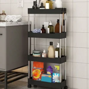 Movable Gap Storage Organizer Rack with Wheels for Home Office Kitchen Bathroom Storage Solutions