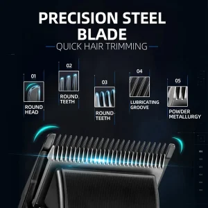 KEMEI km-1858 DLC Blade Electric Hair Clipper Professional Cordless Usb Rechargeable Hair Clippers With Light