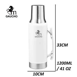 1 PC/Lot Thermos Mate Gaucho 1.2 L With Pourer Stainless Vacuum Flask Leak Proof Heat Insulated Water Bottle For Outdoor Travel