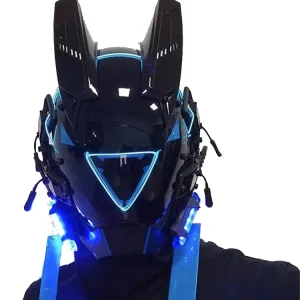 LED Light Up Cyberpunk Mask Costume Helmet for Adults Sci-Fi Cosplay Anime Inspired Unique Gift