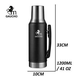 1 PC/Lot Thermos Mate Gaucho 1.2 L With Pourer Stainless Vacuum Flask Leak Proof Heat Insulated Water Bottle For Outdoor Travel