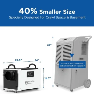 145Pints Commercial Dehumidifier with Pump and Drain Hose Crawl Space dehumidifier Basement Industry Water Damage Unit