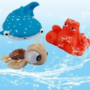 Soft Rubber Fish Shaped Baby Bath Toys Squeeze Spray Water Play Set For Kids Bathroom Playtime Fun