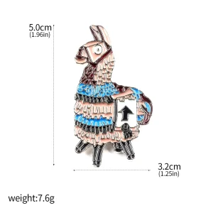 Fortnites Enamel Cute Alpaca Parachute Keychain Metal Badge Pendant Fans Gift Cosplay Props For Men Women Backpack Jewelry