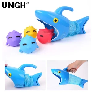 Baby Squeeze Sound Water Toy, 100% Food Grade TPU Shark Floating Swimming Bath Toys for Hand-Eye Coordination and Sensory Play