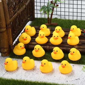 Small Rubber Ducks in Bulk: 100 Pack Mini Squeaky Duck Toy for Party Favors, Birthdays, and Baby Showers