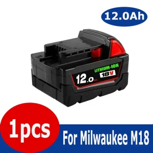 High Capacity 18V 12Ah Lithium Ion Battery for Milwaukee M18 Cordless System, Compatible with 48-11-1811, 48-11-1820 and 48-11-1822