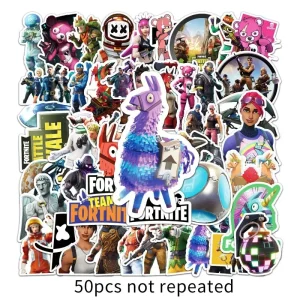 50pcs Fortnite Game Character Graffiti Stickers Waterproof Decorative Water Cup Suitcase Desktop Stationery Skateboard Stickers