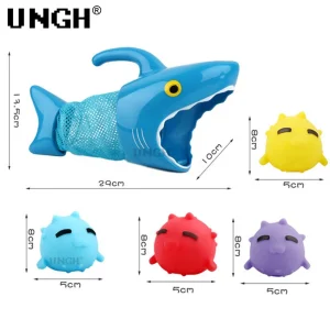 Interactive Shark Water Playset for Kids, Bright Colorful Rubber Floating Pool Toy with Squeaker for Baby Intellectual Development and Parent-Child Communication