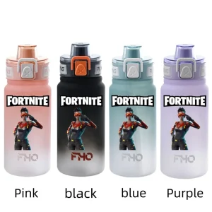 Large 750ml Leak-Proof Plastic Water Bottle with Fortnite Anime Characters Design for Outdoor Use