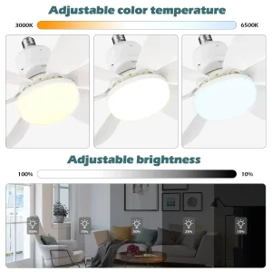 Remote Controlled 30W Modern LED Fan Light with Adjustable Color Temperature and Wind Speed for Home Kitchen and Bedroom Use