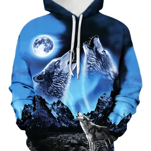 Men’s hoodie 3D Wolf printed sweatshirt for men’s new casual hoodie Millennium hoodie pullover street wear top men’s wear