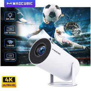 Magcubic 4K Native 1280x720P Android 11 Mini Projector with 260 ANSI 180° Flexible Projection and Dual Wifi 6 for Home Cinema Outdoor Movie Nights