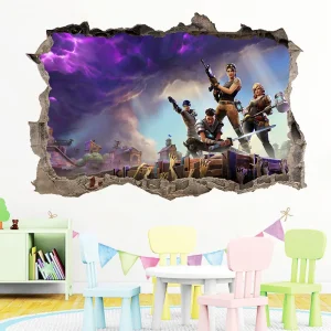 Fortnite Bedroom Wall Stickers for Boys, 3D PVC Decal, Self Adhesive Gaming Character Decorations