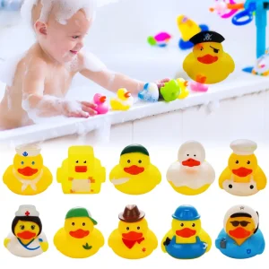 Rubber Duck Bath Toy Set for Kids, Baby Friendly Shower Floating Vinyl Toys with Squeaky Sound