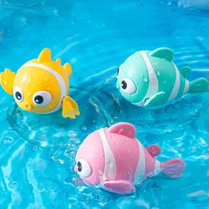 Best Wind Up Bath Toys for Toddlers, Swimming Clown Fish Bathtub Playset for 1 2 3 Year Old Boys and Girls New Born Baby Shower Present Ideas