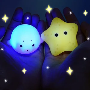 LED Induction Luminous Frogs Floating Water Toy for Kid’s Bath Time – Soft and Squishy Rubber Light Up Bath Toys with Battery Powered LED Lights