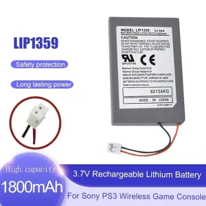 1800mAh 3.7V LIP1359 Rechargeable Replacement Battery for Sony PS3 Wireless Controller – High Capacity 5 Hour Gamepad Power