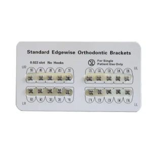 0.022 Edgewise Orthodontic Mini and Standard Dental Metal Brackets Without Hooks, 10 Pieces with White Pads, Food Grade Material