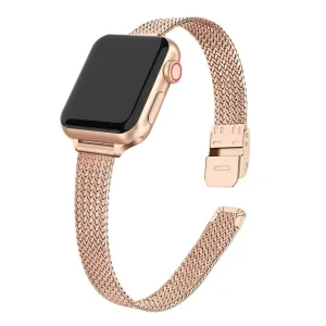 Women’s Fashion Apple Watch Stainless Steel Strap, Stainless Steel Milanese Loop Band Compatible with Apple Watch 38/40/41/45/49MM 42/44MM, High Quality and Durable Watch Band