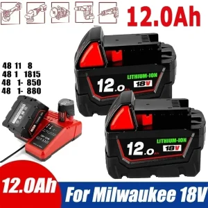 Milwaukee M18 18V 12.0Ah Lithium Ion Battery Upgrade Compatible with 48-59-181, 48-11-1840, 48-11-1841 and 48-11-1852 Original Battery Models