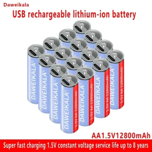 Batería Recargable 1.5V AA de 5500mAh de Litio-Reemplazo para Juguetes, Relojes de Pulsera y Radios Portátiles