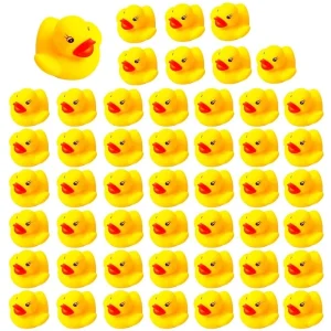 50Pack Squeaky Rubber Duckies for Baby Shower Party Favors and Swimming Pool Water Toys