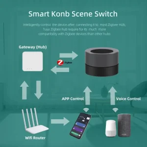 ZigBee 3.0 Smart Knob for Tuya Smart Devices, Wireless Scene Controller and Remote for Custom Scenarios