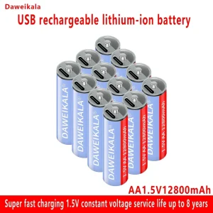 Batería de Litio Recargable 5500mAh AA 1.5V para Uso en Dispositivos Electrónicos