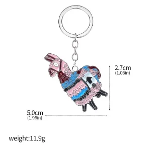 Glow in The Dark Fortnite Enamel Badge Pendant with Cute Alpaca Parachute Design – Geeky Keychain Jewelry for Gamer