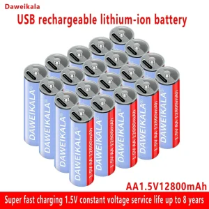 Batería Recargable 1.5V AA de 5500mAh de Litio-Reemplazo para Juguetes, Relojes de Pulsera y Radios Portátiles