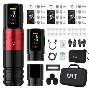 Xnet Vipera Wireless Tattoo Machine with OLED Display Screen, Adjustable 7 Needle Strokes, Type-C Battery and 60pcs Mixed Tattoo Needles, Suitable for Beginners and Experienced Tattoo Artists