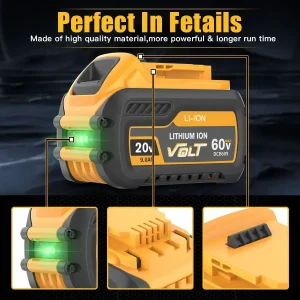 Multipurpose 20V/60V 12000mAh Dewalt Battery Upgrade Compatible with DCB180 DCB181 DCB183 DCB184 DCB185 DCS391N DCS380N Power Tools