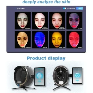 3D Smart Skin Analyzer Monitor with High-Definition Camera and Facial Recognition for Accurate Analysis of Skin Problems and Customized Solutions