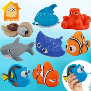 Soft Rubber Fish Shaped Baby Bath Toys Squeeze Spray Water Play Set For Kids Bathroom Playtime Fun