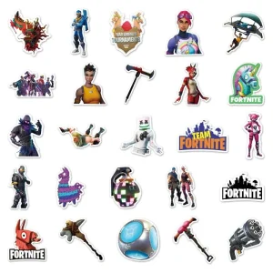 Waterproof Fortnite Character Sticker Set 50pcs Decals for Gaming Fans Water Bottle Laptop Suitcase Skateboard Decoration Accessory