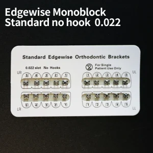 0.022 Edgewise Orthodontic Mini and Standard Dental Metal Brackets Without Hooks, 10 Pieces with White Pads, Food Grade Material