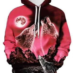 Men’s hoodie 3D Wolf printed sweatshirt for men’s new casual hoodie Millennium hoodie pullover street wear top men’s wear