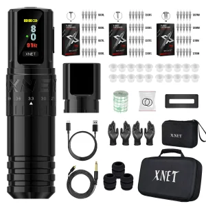 Xnet Vipera Tattoo Kit Professional Complete Set Includes Tattoo Pen, RCA Adapter, RCA Cable, Power Cord, Pigment Cups, Tattoo Pen Holder, Disposable Gloves and 60pcs Mixed X-ray Tattoo Cartridges for Tattooing