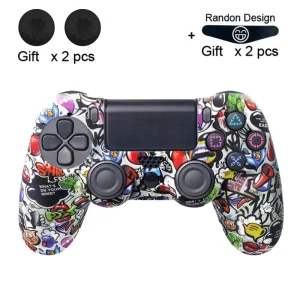 100% Silicone Skin Cover Case Compatible with PS4 Controller, PS4 Pro, and PS4 Slim Console with Enhanced Grip and Shockproof Protection