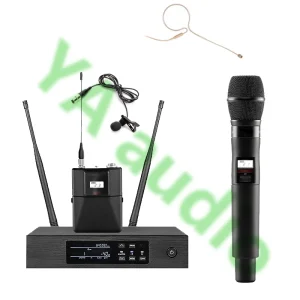 YAaudio QLXD4 Wireless Microphone Set UHF High Quality Microphone System Remote Performance Microphone Handheld Headwear Set