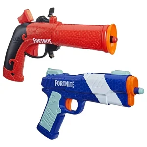 Hasbro Fortnite Nerf Heat 2 Pack Soft Dart Retro Red and Blue Shooter Blaster Gift Set for Boys Officially Licensed by Fortnite Collectible Toys