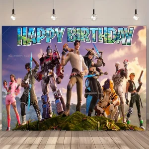 Fortnite Themed Birthday Party Decorations for Kids – Video Game Backdrop Photography Props for Boys and Girls