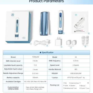 Hydra Pen H5 Wireless Device with 6 Speed Settings and Interchangeable Cartridge Design for Efficient Skin Rejuvenation and Serum Infusion Treatment for Face and Body