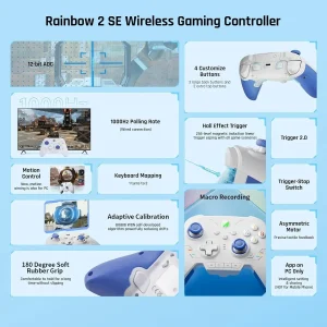 Wireless Gaming Gamepad with Motion Control and Hall Effect Trigger for Nintendo Switch and Multi-Platform Compatibility