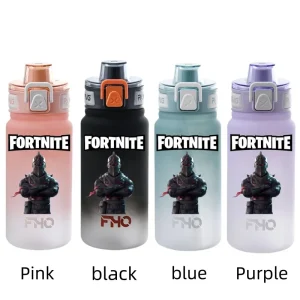 Large 750ml Leak-Proof Plastic Water Bottle with Fortnite Anime Characters Design for Outdoor Use